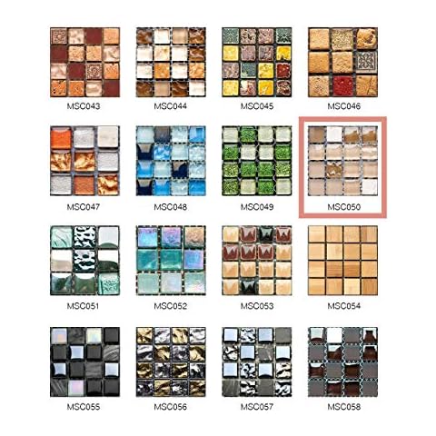 50PCS Wall Tile Stickers Self-Adhesive Wallpaper Heat Resistant Waterproof Splashback PVC Home Decoration Stick DIY for Living Room Kitchen Tile Mosaic Sticker (MSCO50, 10*10CM*50pcs) Cover