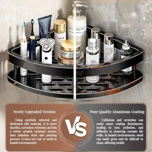 Image of Bathroom Organizer Without Drill | Self Adhesive Wall Shelf for Bathroom & Kitchen | Stainless Steel Bathroom Rack & Shampoo Holder | No Drill Wash Basin Storage Stand(Pack of 2)