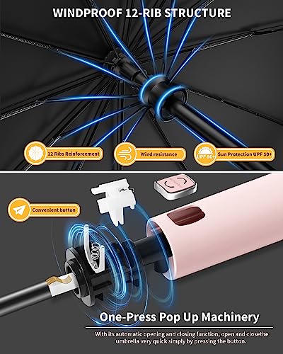 Image of ANYCHO Umbrella for Men, 23 Inch UV Coated Umbrella for Rain with Auto Open and Close, 3 Folding Winndproof for Travel, Portable Size for Men, Women, Girls, Boys