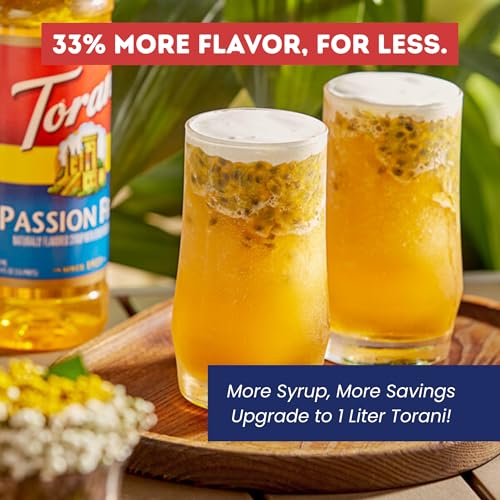 Image of Torani Passion Fruit Syrup 1L with Pump Tropical Flavoring for Teas & Drinks