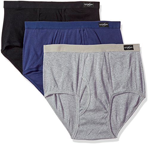 Andrew Scott Men's Classic 3 Pack Brief (Large 36-38, Black/Grey/Navy)