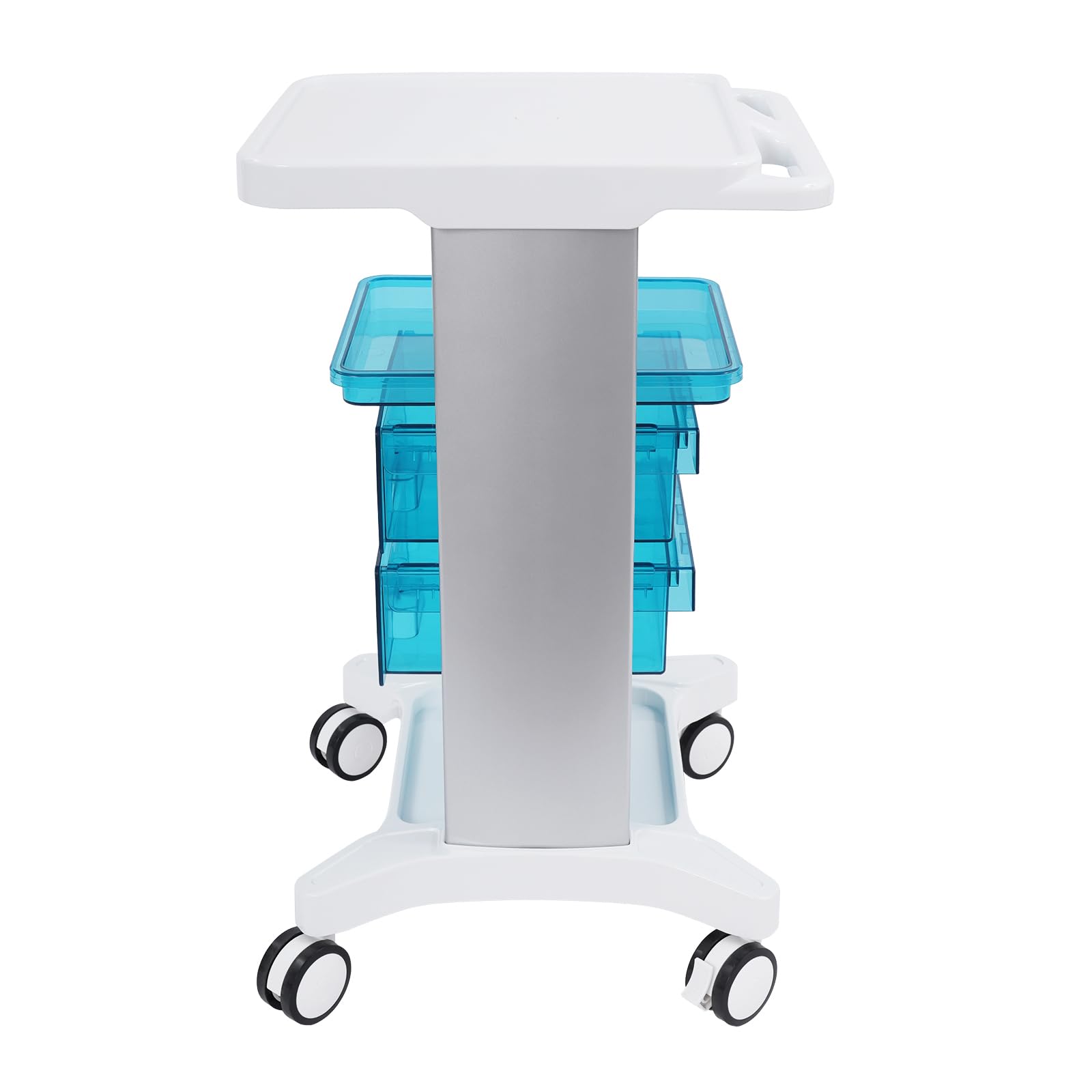 Multifunktionale Laborwagen mit 2 Schubladen und 2 oberer Ablage Medizinwagen Beauty Trolley Cart Medizinischer Wagen Bis 100kg für Labor Klinik Salon