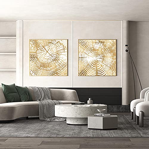 Toile impression bois doré 60x60cm x2 affiche art mural moderne