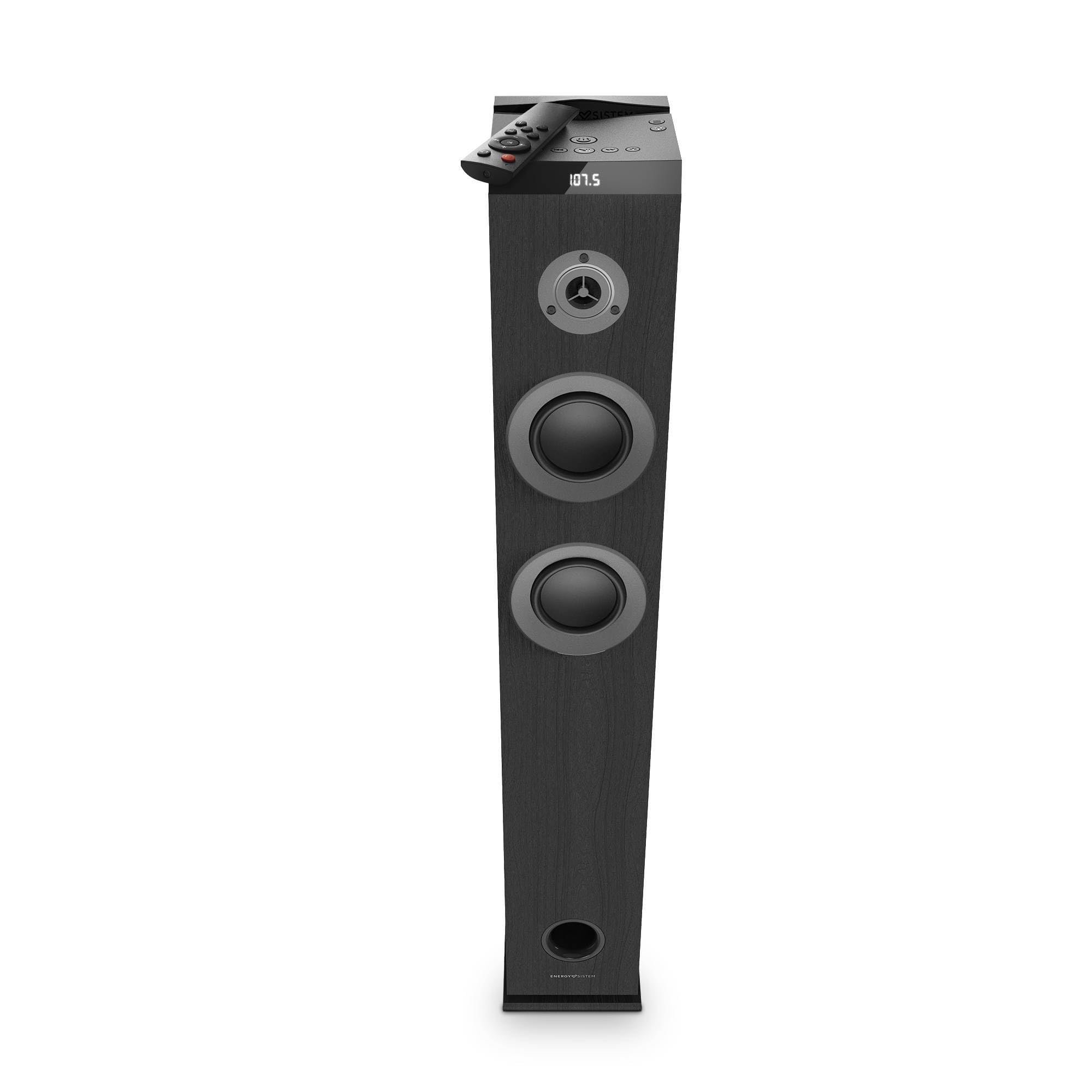 Energy Sistem Tower 5 MAX 100W Torre de Sonido Bluetooth Sistema 2.1 con Subwoofer True Wireless USB/SD Radio FM Altavoz de Pie Grande Inalambrico Television para TV Musica Ebony