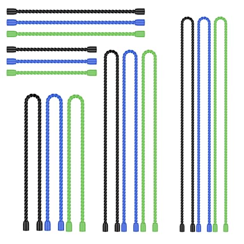 Image of 9PCS 4 /6 /12 /18 /24 Inch Silicone Cable Ties, Reusable Rubber Twist Ties Set | Flexible Silicone, Bendable and Reusable; Strong Grip; for Cord Organizer, Cable Management, Home, Office, Travel