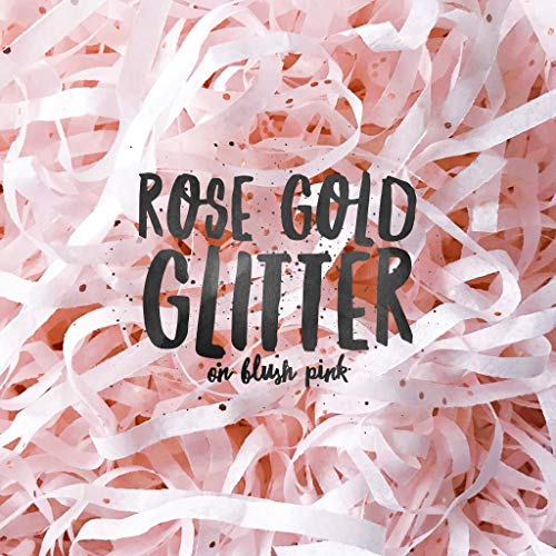 Baby Powder Blush with Rose Gold Glitter Specks Shredded Tissue Paper Shred Hamper