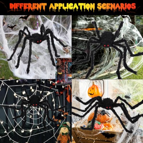 Spider Webs Halloween Decorations,16.4Ft 8Modes Super Bright 250LED Halloween Lights with Remote Control,49'' Giant Super-Realistic Spider,Outdoor Decorations for Yard,Outside - image 4