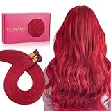 Picture of WENNALIFE I Tip Hair Extensions Real Human Hair, 100g 200s 16 Inch Red Remy Itip Human Hair Extensions Invisible Itips Straight I Tips Cold Fusion Extensions