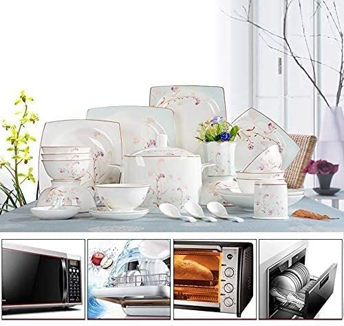 Dinnerware Set per la casa o ristorante speciale, 50Pcs Porcellana Dinnerware Set Premium W/Rims - immagine 4