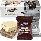 Assorted Sesame Halva Snacks Vanilla and Marble Flavors - Delicious Sweet Israeli Snacks Sesame Treat Bars Assortment for Melt-in-Your Mouth Delight, Vegan, Kosher - 12 Pack, 0.88 Oz Each (Total 25g)