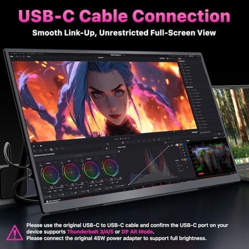 Image of cocopar Portable Monitor IPS Travel Monitor with USB-C HDMI Portable Screen for Laptop MacBook Surface PC PS4 /5 External Display with Kickstand, VESA Mountable, 23.8 Inch