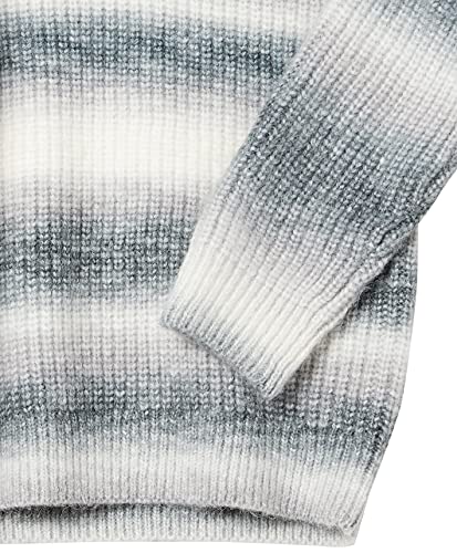 Image of Cable Stitch Women's Ombre Space-Dyed Crewneck Sweater - Long Sleeve Color Block Rainbow Striped Pullover Top
