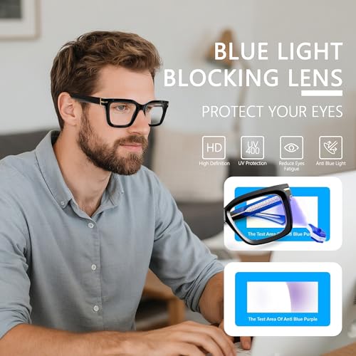 Image of Blue Light Blocking Glasses for Women Men, Square Thick Frame Anti Eyestrain & UV Glare JF6218