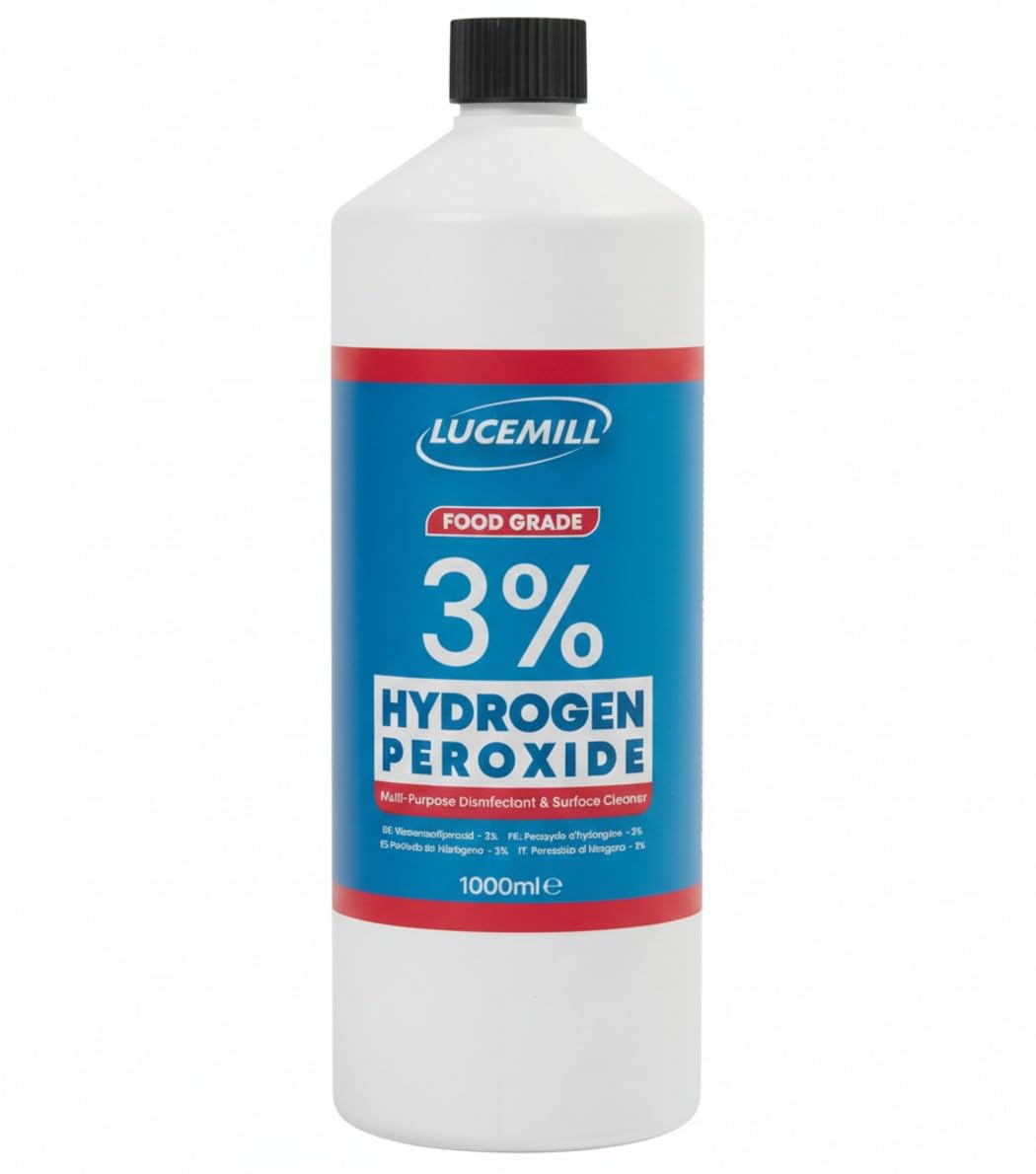 1 Litre Hydrogen Peroxide 3% Food Grade (10 Vols) – Unstabilised & Additive Free – Multi-Purpose H2O2 Household Cleaner & Mould Remover for Kitchen, Bathroom, Laundry & Surfaces
