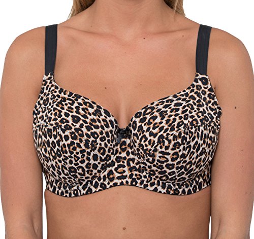 Gem - Sujetador con aros para mujer, talla grande, estampado de animales, soporte completo Negro Animal 115E