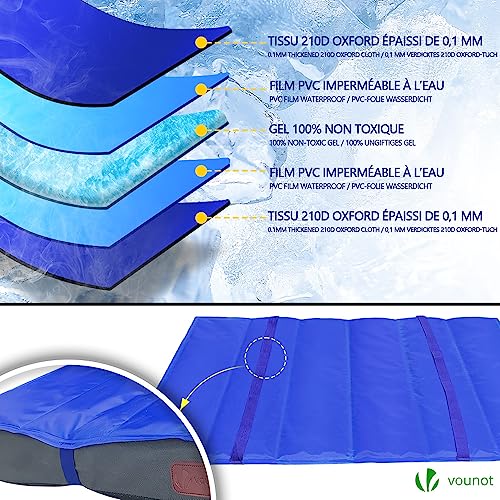 VOUNOT Orthopädisches Hundebett mit Abnehmbarer Kühlmatte, 2 in 1 Hundekissen Mittelgroße Hunde, Waschbare Hundematte, Grau 91x70x9 cm
