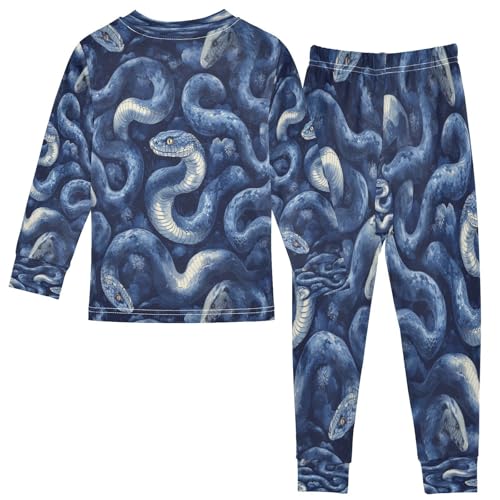 Pajama Sets Long Sleeve Blue Watercolor Snake Soft Comfy Sleepwear 2 Piece PJS 3-8T3