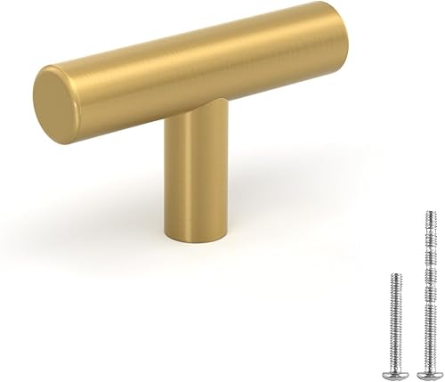 LONTAN Paquete de 4 pomos y tiradores dorados de un solo agujero para gabinetes de puerta, cajones, muebles de dormitorio, manijas de 2 pulgadas de
