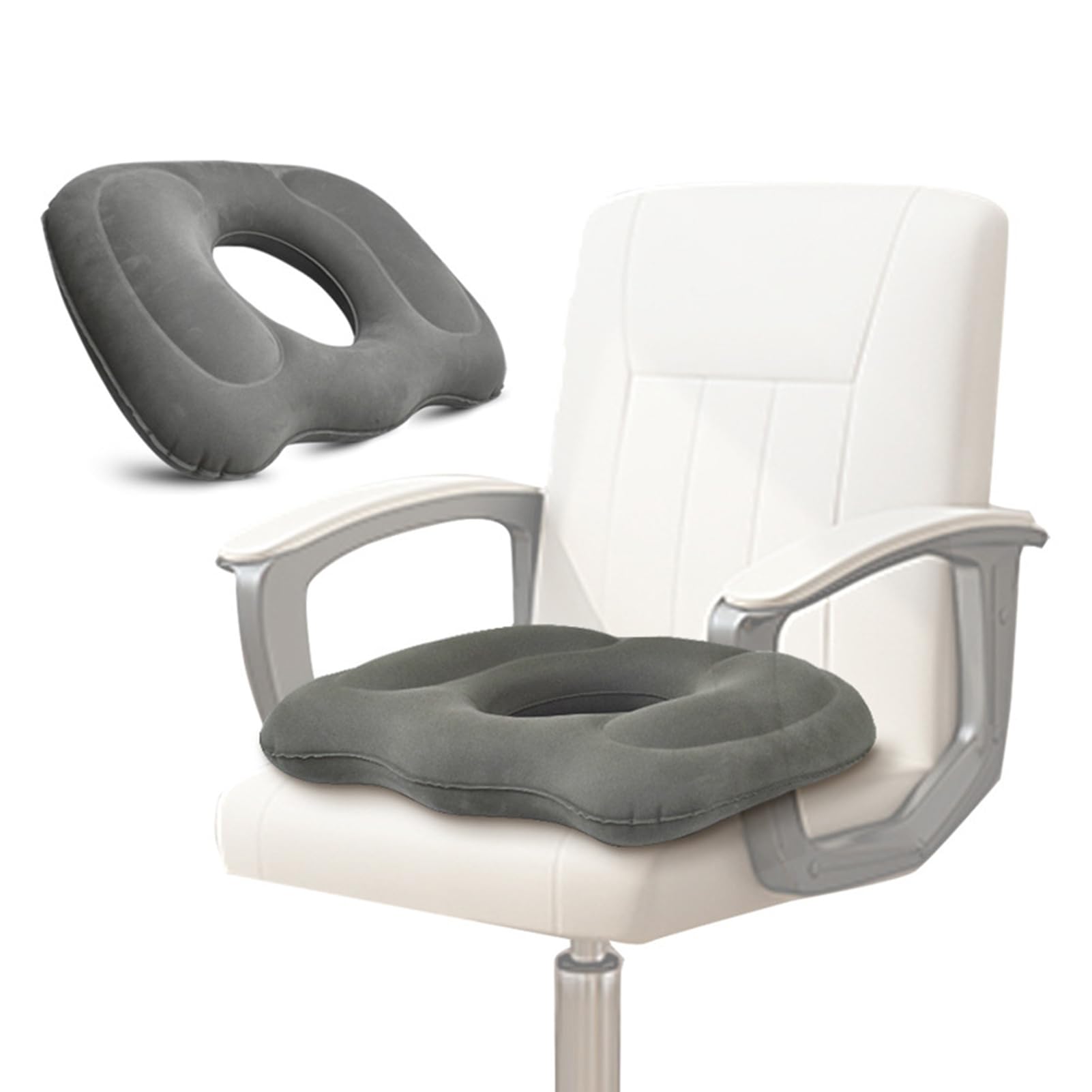 Cuscino Ortopedico Gonfiabile Per Emorroidi E Dolore Coccige - Grigio, Per Sedie E Carrozzine - Foto 5