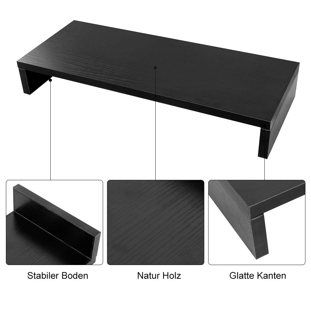 Wakects Schreibtisch-Monitorständer, PC- und Laptopständer, Monitorständer, Schreibtischregal, 50 x 20 x 7,7 cm (Schwarz)