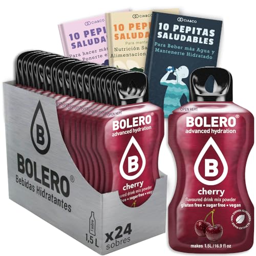 24 x Bebida Bolero CEREZA Hidratante Sin Azucar (24x9 grs) + 30 Pepitas Saludables para una vida más sana by Cia&Co