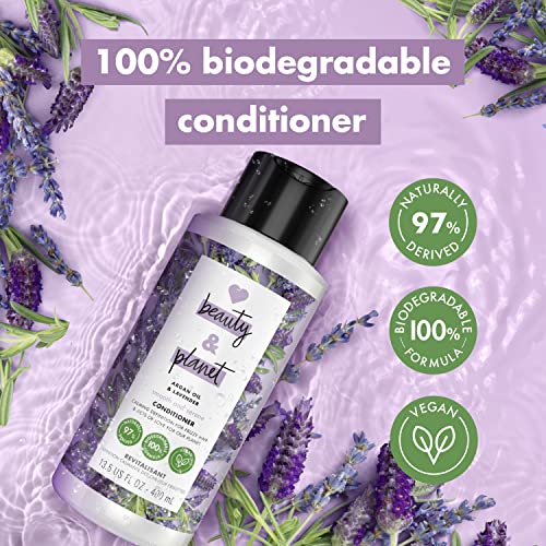 Love Beauty And Planet Smooth & Serene 100% Biodegradable Conditioner Moisture Conditioner For Frizz Control Argan Oil & Lavender Vegan Conditioner 0% Silicones, Parabens, And Dyes 13.5 Oz #TOP2
