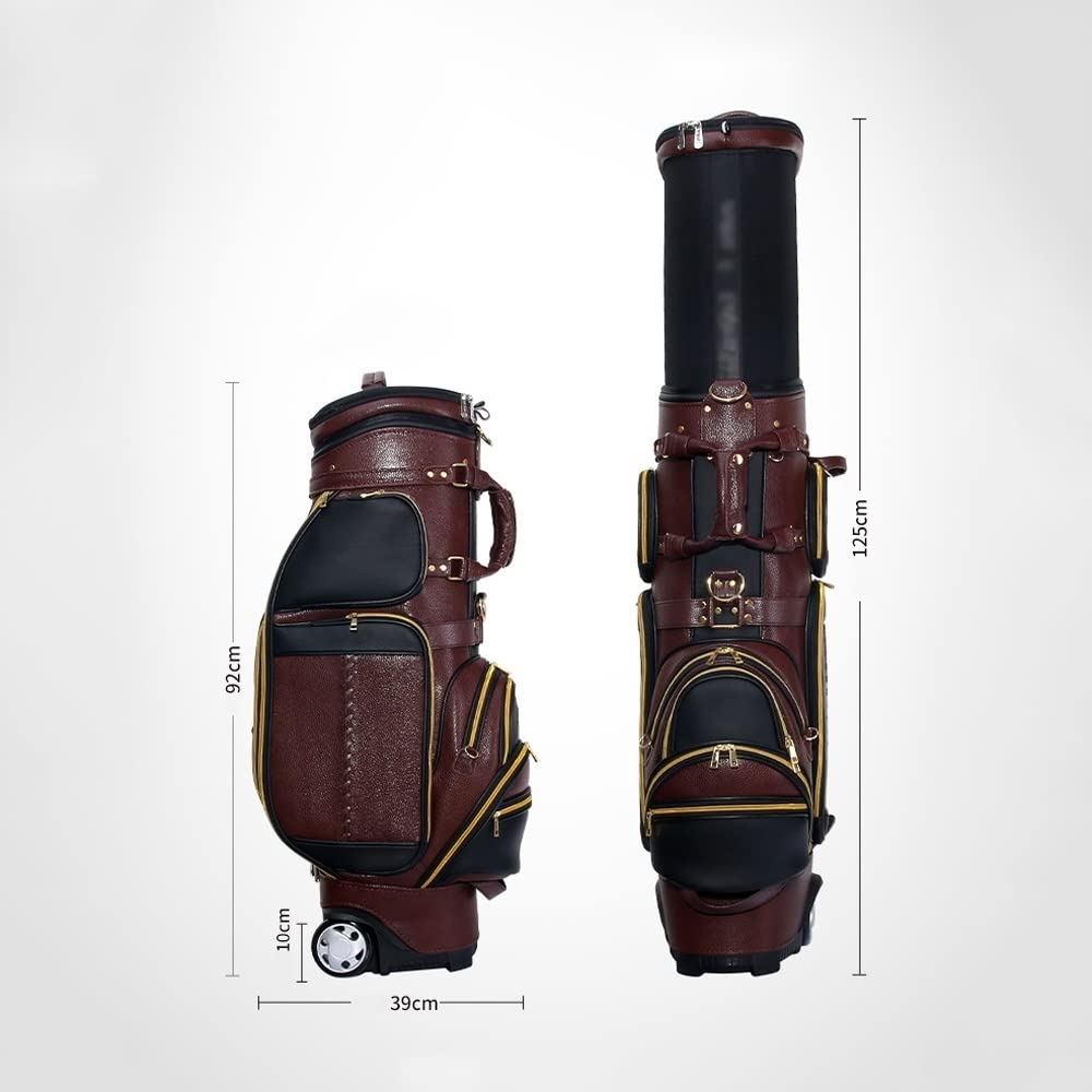 Torba golfowa, skórzana torba golfowa dla mężczyzn, 6-drożna przegroda, antypoślizgowa i odporna na zużycie, wygodna i dostępna (Grey : Black)