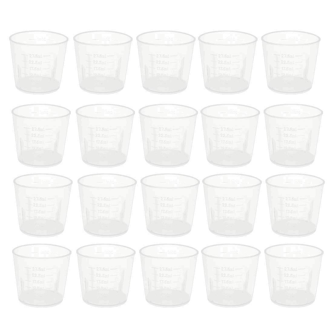 Othmro 20Pcs 30ml Plastic Graduated Cups Measuring Cup PP Plastic Graduated Beaker Clear Scale Cups Liquid Measuring Mixing Cups Graduated Plastic Measuring Cups for Lab Kitchen Liquids Transparent