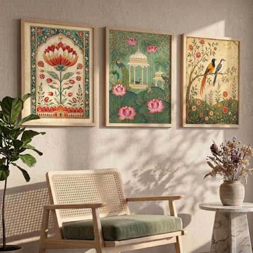 Image of kotart Traditional Art Wall Painting Home Decoration With Frame For Living Room Bed Room Hotel Wall Decor Digital Reprint Engineered Wood Set of 3 (14X20 INCH)