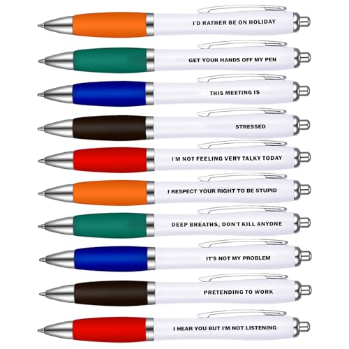 FANTESI 10 Pack Ballpoint Pens 1.0 mm Novelty Pens Funny Pen Set Retractable Pen for Colleagues Adult Women & Men Students