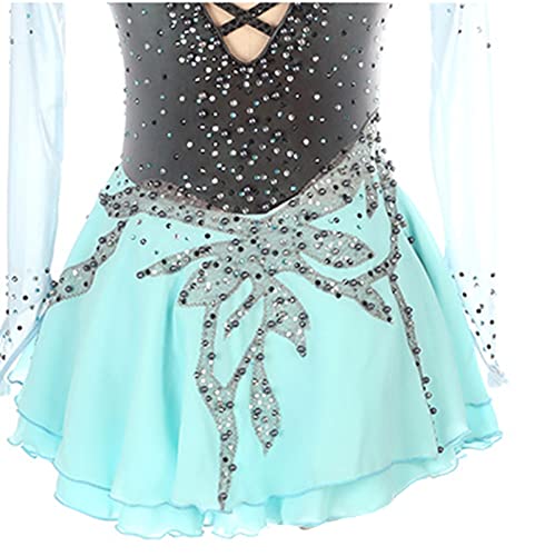 Gymnastiek maillots voor volwassen meisjes, sexy off-the-shoulder lange mouwen schaatskostuum prestaties kostuum grijs blauw FiveShops - Image 6
