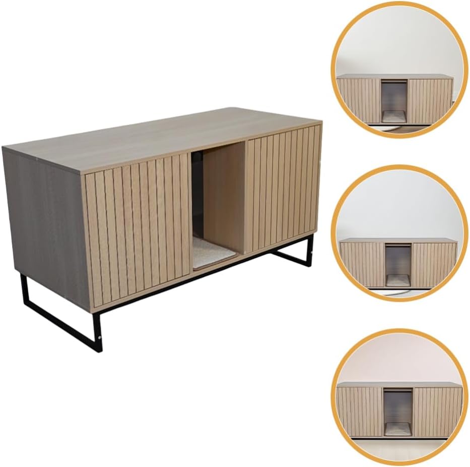 Ciieeo Cat Litter Box Enclosure: Hidden Litter Box Enclosure - House with Scratching Pad - Wooden Kitten Furniture for Bedroom Living Room