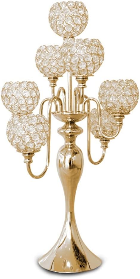 European Style Retro Home Wedding Wedding Props 7 Head Crystal Candle Table Hotel Club Model Room (Color : E, Size : 69 * 35 * 17.5cm) (D 69 * 35 * 17.5cm)