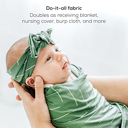 Image of First Landings Newborn Swaddle Set - Baby Swaddles and Matching Headbands for Boys and Girls - Baby Blanket for Newborn Photography, Nursing Covers, Burp Cloths - Olive, 36 inch x 36 inch (Set of 2 Each)
