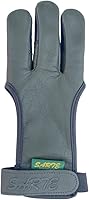 Sarte International Green Cow Leather 3-Finger Archery Gloves - Durable, Adjustable Ambidextrous Wrist Strap, 5 Sizes