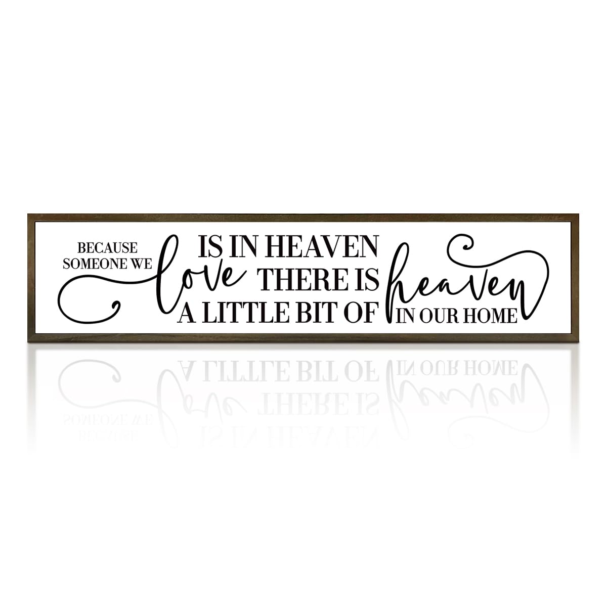 Heaven Sign, Sympathy Gifts, Because Someone We Love Is in Heaven There's A Little Bit Of Heaven In Our Home Rustic Wood Farmhouse Sign, Home Wall Decor Wood Framed, Wooden Box Sign Desk Décor