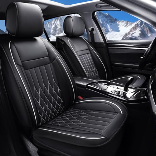 Image of Aierxuan Seat Covers for Toyota Camry, Honda Civic (Black-White, Full Set)