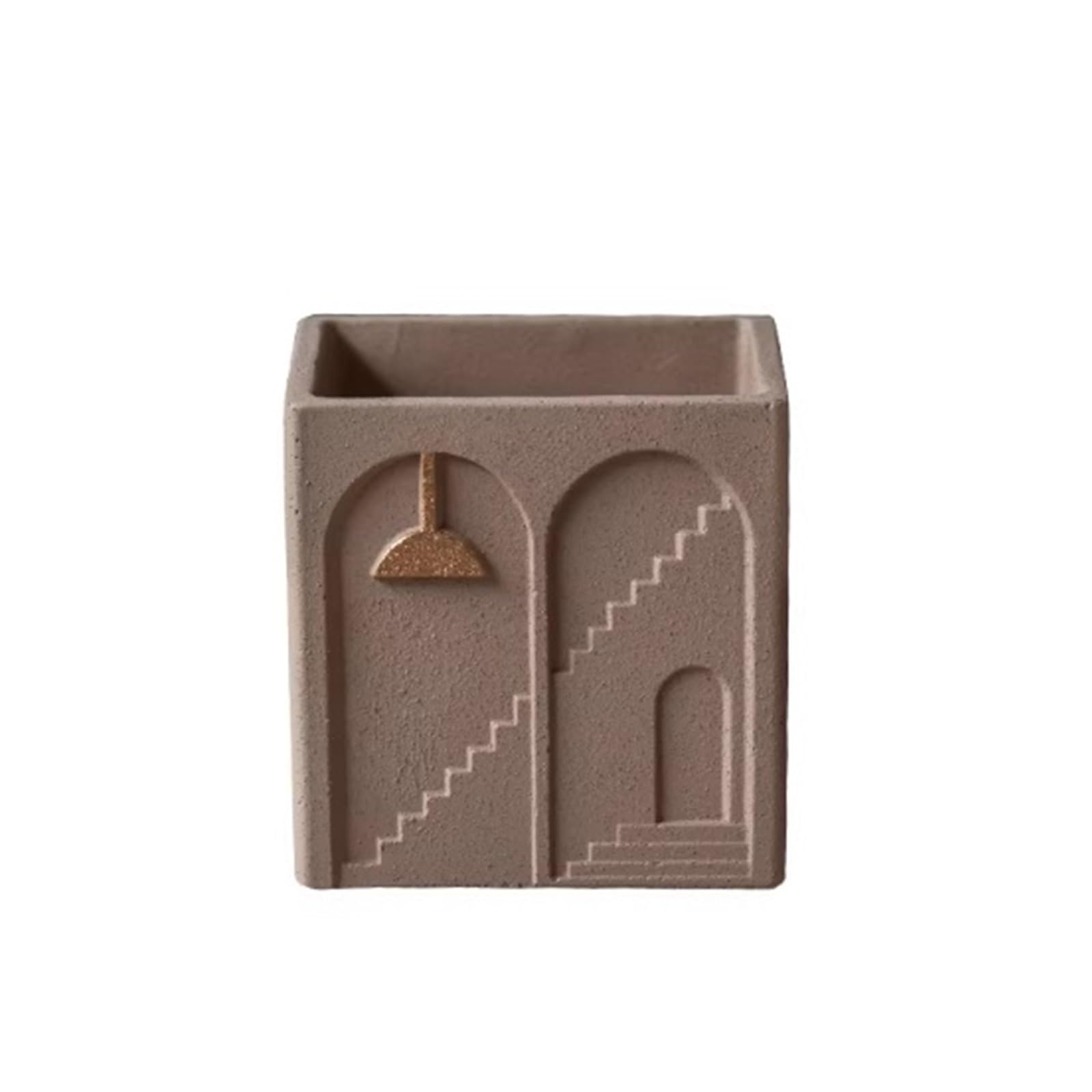SDA287MZ Cement Planters: Simple, Creative, And Unique Planters For Pothos—Square Vintage-Style Multifunction(Bruin,Medium)