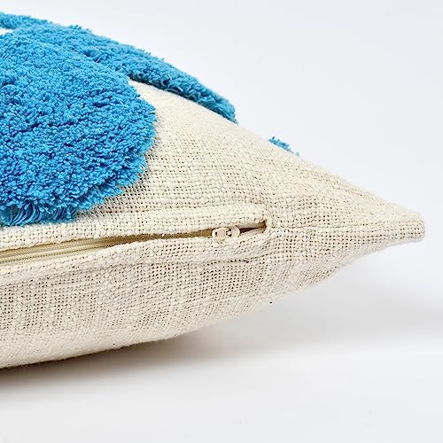 Image of TIB Premium Boho Decorative Throw Cushion Covers, 16 x 16 cm, Set of 2, Cotton. (Circle Blue)