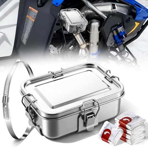 Hohean Exhaust Food Warmer Kit Stainless Steel Lunch Box Food-Grade Exhaust Cooker with High-Temp Oven Bags ATV UTV Motorsports Camping Cold Weather Snowmobile Accessories1 Pack