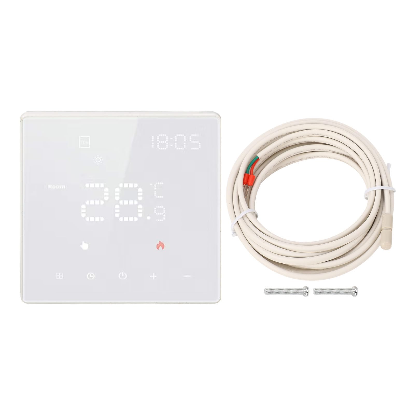 Termostato Smart WiFi, Regolatore Temperatura Bianco 100-250V 16A Compatibile con App Tuya e Controllo Vocale, Cronotermostato per Riscaldamento Elettrico a Pavimento