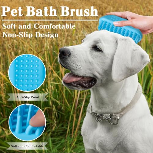 JOZMMZEOOA Silikon Hundebürste 2 Stücke Hunde Badebürste mit Loop Handle Silikon Shampoo Bürste Brush Haustier Silikons Badebürste,für Entfernt Loses Deckhaar Staub Schmutz (Orange Farbe)