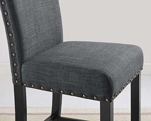 Biony Gray Fabric Counter Height Stools With Nailhead Trim, Set Of 2 #TOP2