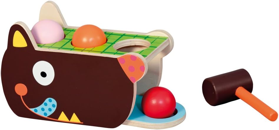 Crazy Cuddly Wolf Wood Pound-a-Ball Activity Toy