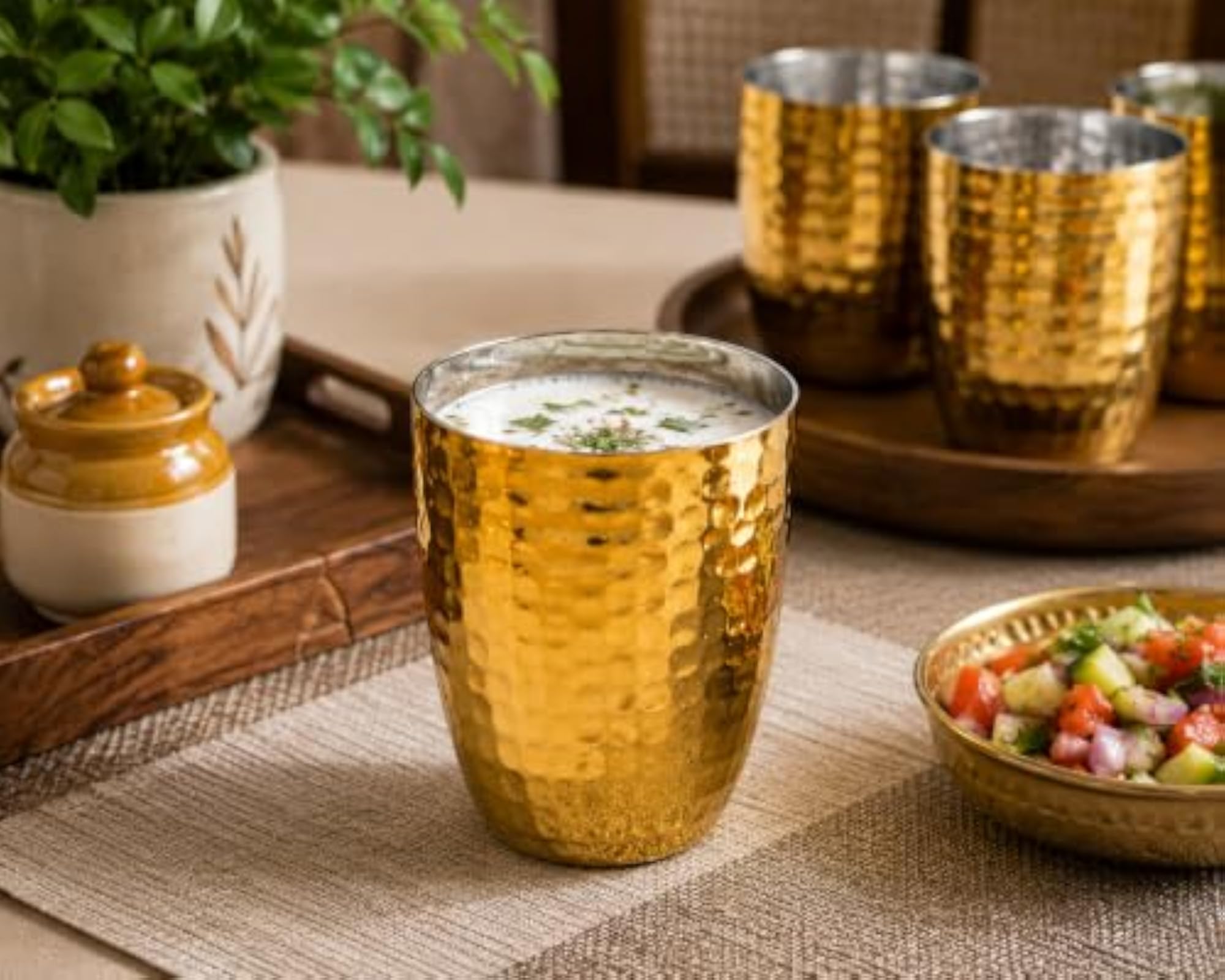 Stainless Steel Golden Tumble Set of 12