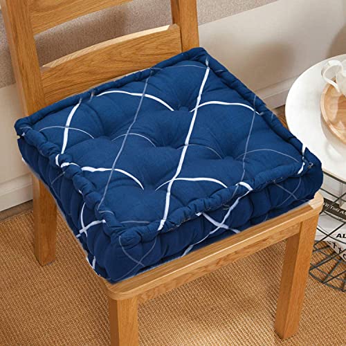 Image of Amazon Brand - Umi Chair Cushion Comfortable Thick Tufted Seat Cushion Cushion for Meditation,Floor Cushion for Sitting in Living Room, Chair Box for Indoor Seat Set of 1,16X16(Inches) (Blue)