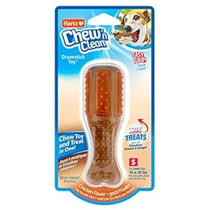 Hartz Chew ‘n Clean Chew Toy and Treat in One Chicken Flavored Drumstick Dog Toy, Small