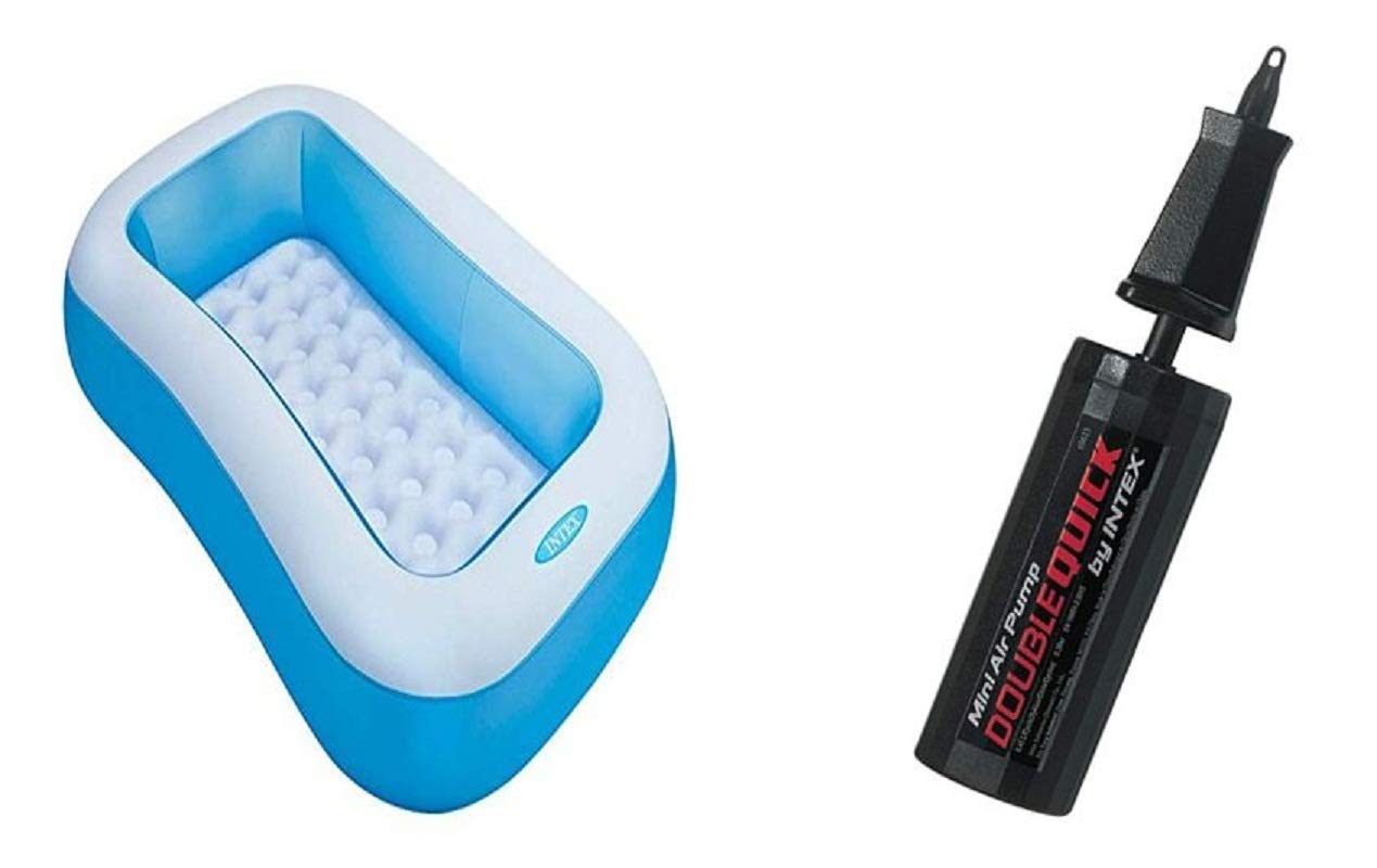 Inflatable Rectangular Pool, with Mini Hand Pump (Multicolour)-image-11