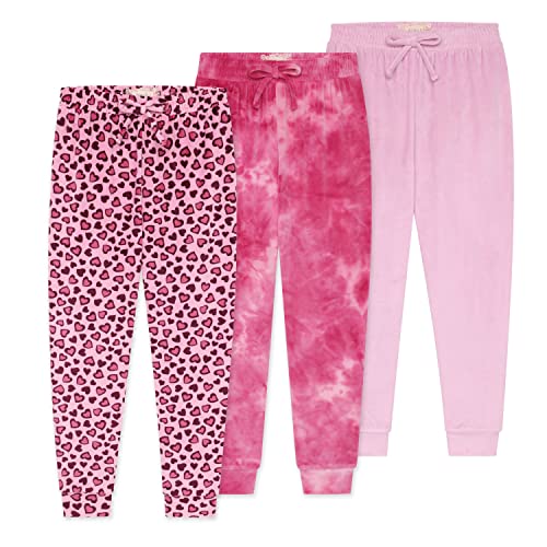 Image of BTween Girls 3 Pack Velour Jogger Pant Set Solid, Tie Dye or Camo Sweatpants for Girls
