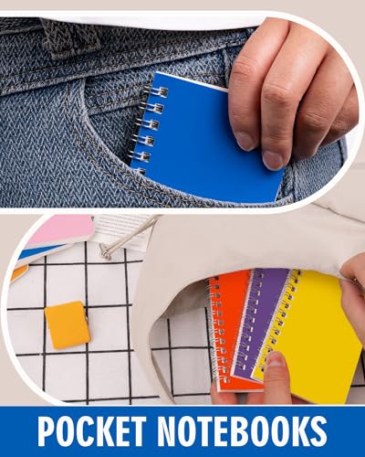 Dynta Small Notebooks 3x5 Bulk, Mini Spiral Notebooks 40 Packs, Pocket Notebooks Notepads Memo Pads 10 Assorted Colors for School Home Office College Work Travel (60 Sheets/120 Pages)